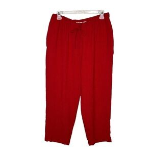 Liz Claiborne Red Check Print Drawstring Pants